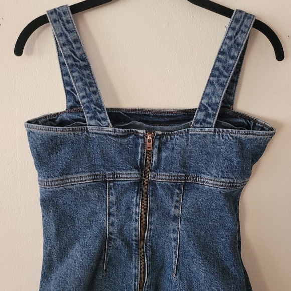 Reformation Jeans Lizzie Denim Dress Blue Size 0 Mini Back Zip Up - Picture 6 of 11